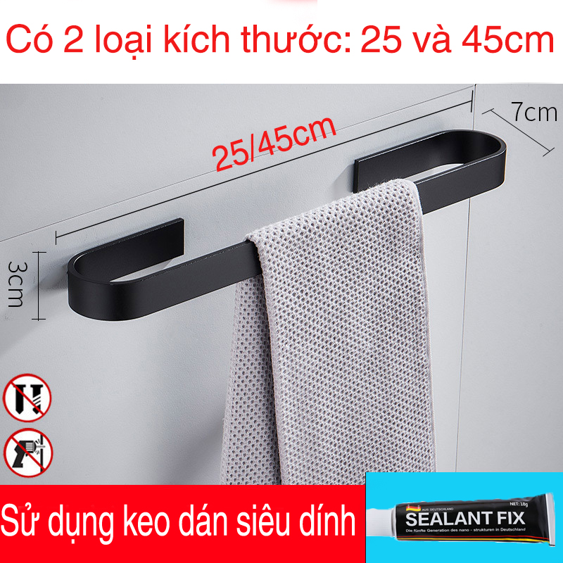 Hình ảnh Thanh treo khăn tắm, quần áo HOBBY KN1 nhôm sơn tĩnh điện dán gạch men - có 2 kích thước- 2 màu - kèm keo dán