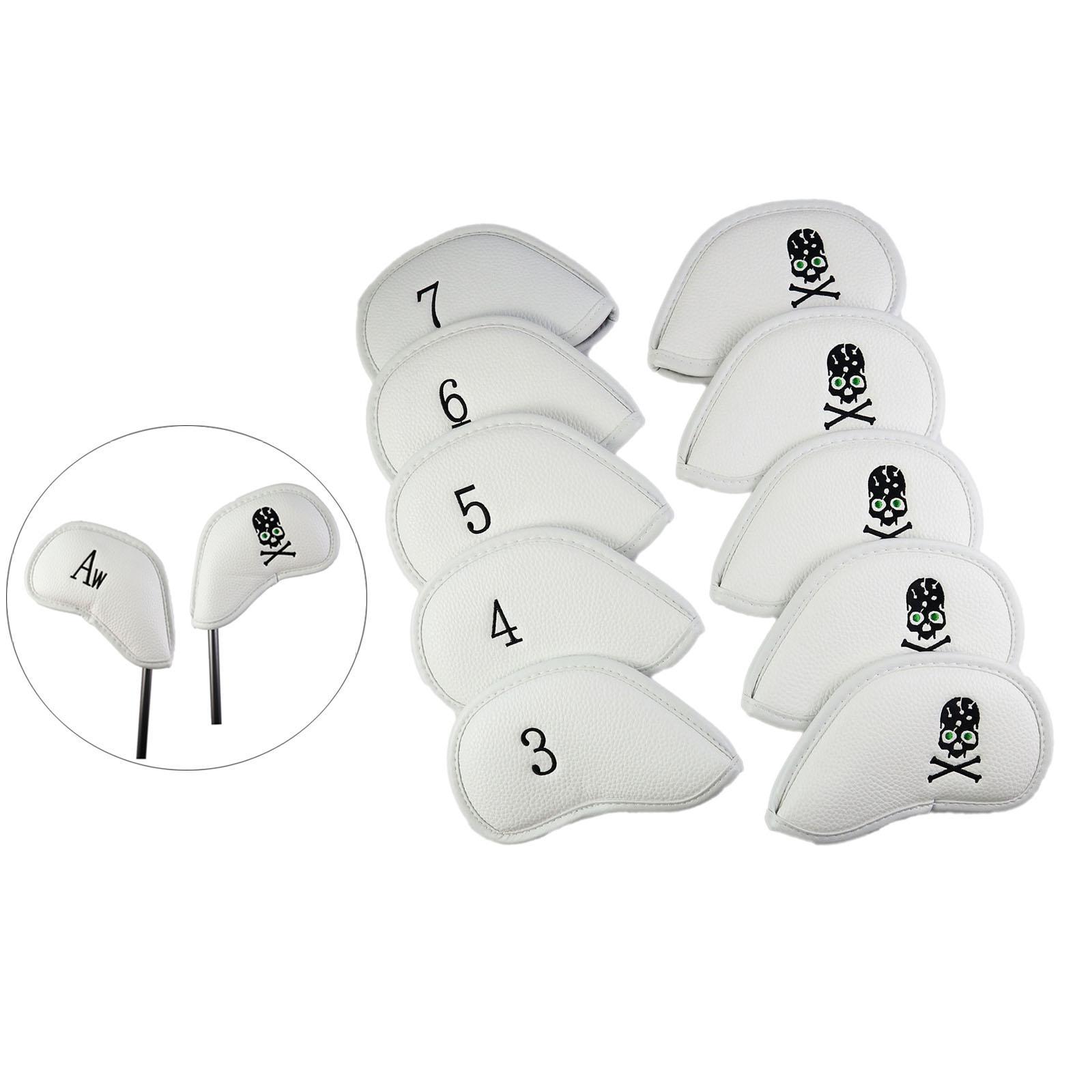 10x Golf Iron Head Covers PU Nylon Golf Club Headcovers Waterproof