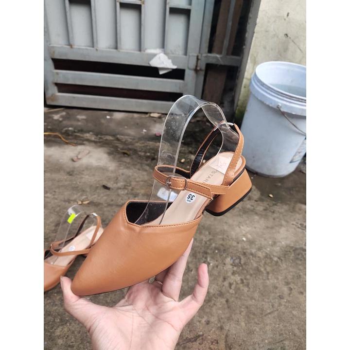 Giày sục nữ đính hạt hồ ly mũi nhọn. Ảnh thật