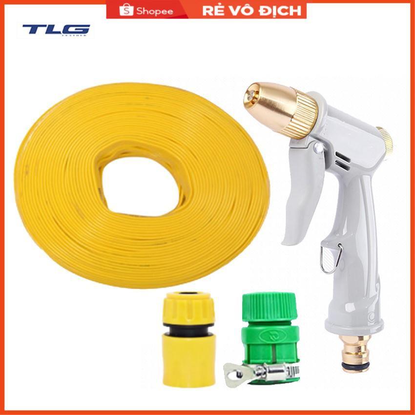 Bộ dây vòi xịt nước rửa xe, tưới cây tăng áp 3 lần, loại 7-10m (cút nhựa nối nhựa xanh) 206846