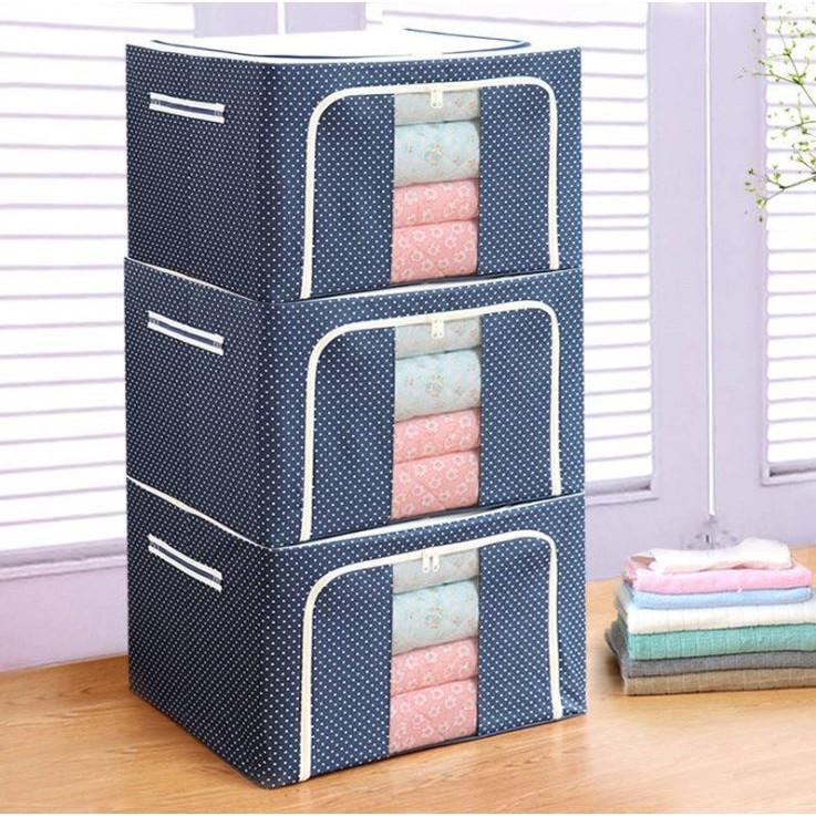 Bộ Túi Đựng Chăn Màn Khung Sắt Gấp Gọn Cao Cấp Amalife - Hộp Đựng Quần Áo, Đựng Đồ Đa Năng
