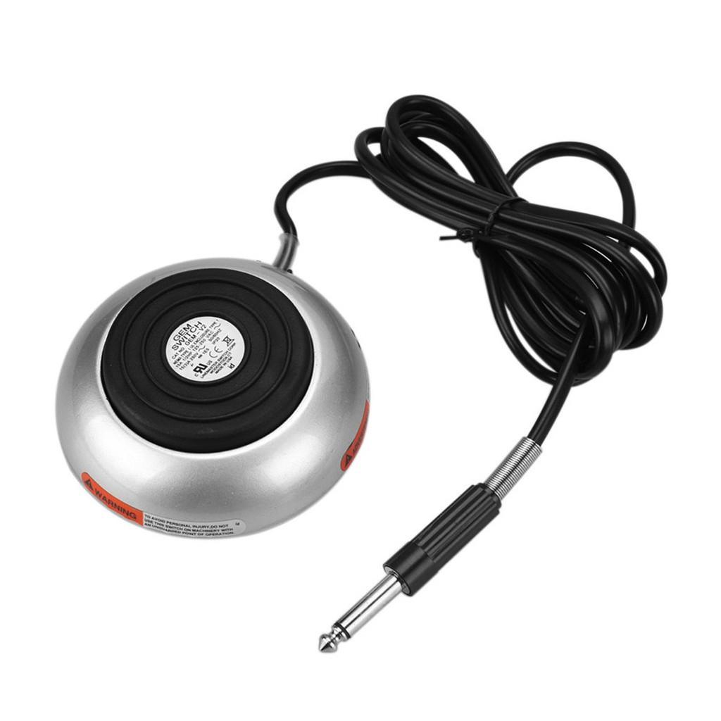 Tattoo Foot Pedal Round Power Supply Switch Controller w/ Silicone Cord Silver