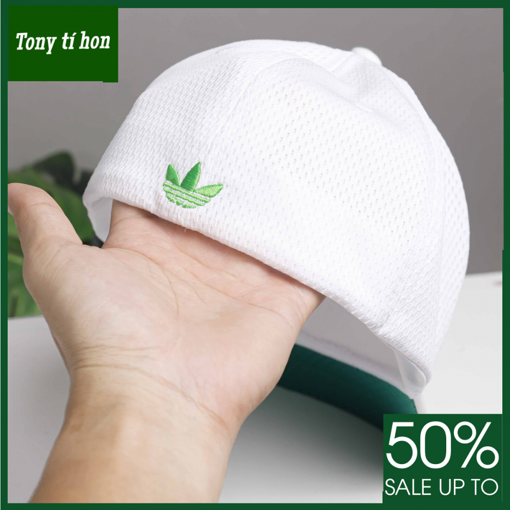 [ Miễn ship / giảm giá ] MŨ NÓN LƯỠI TRAI NAM NỮ PHỐI LƯỚI BÍT ĐUÔI LOGO ADD BA LÁ CAO CẤP- trắng , đen, cam