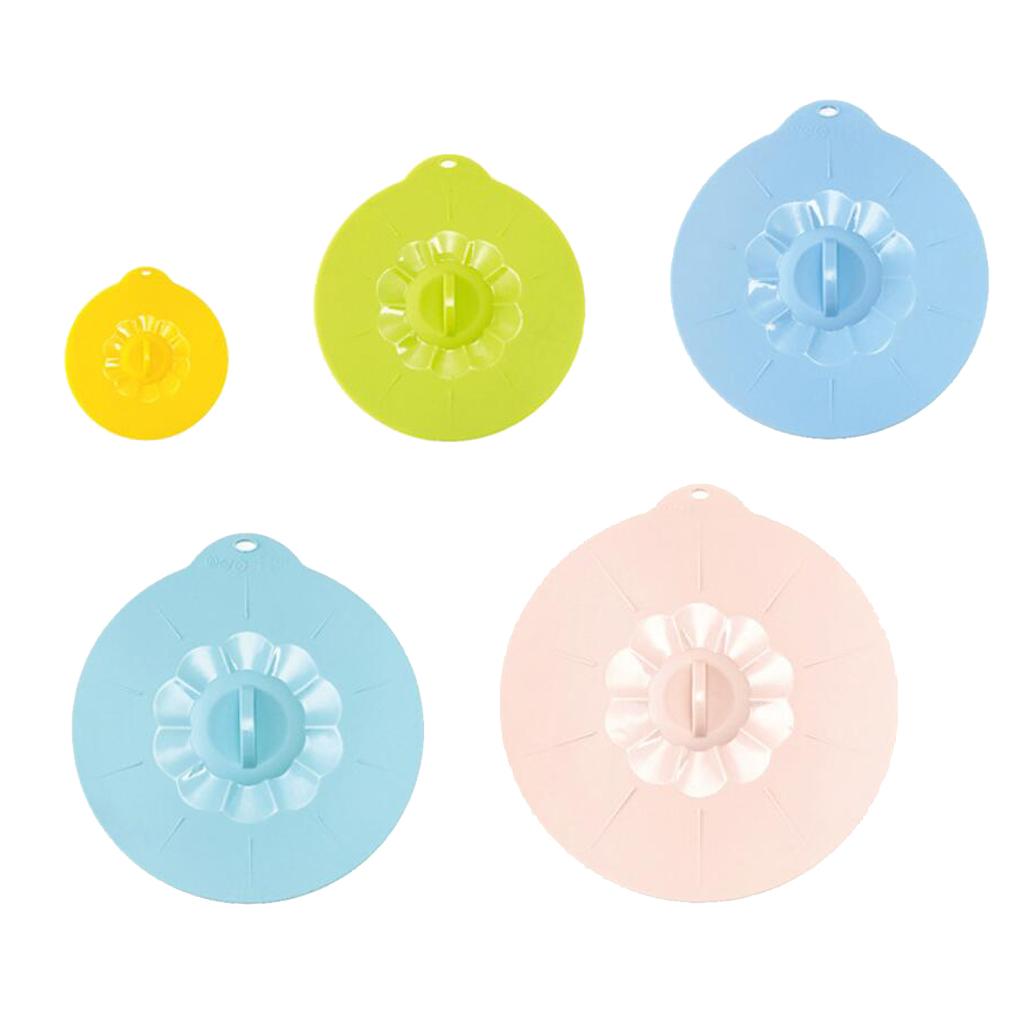 5pcs Silicone Wraps Seal Bowl Covers Food Saving Storage Stretch Lids Set