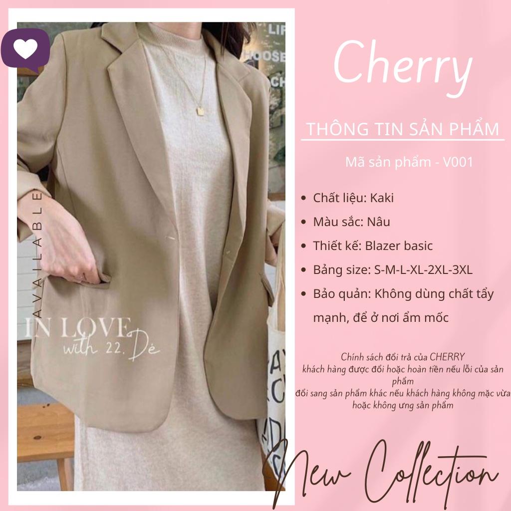 Áo blazer nữ nâu tây 2 lớp phong cách Hàn quốc CHERRY Áo vest nâu sang chảnh nữ khoác ngoài T001