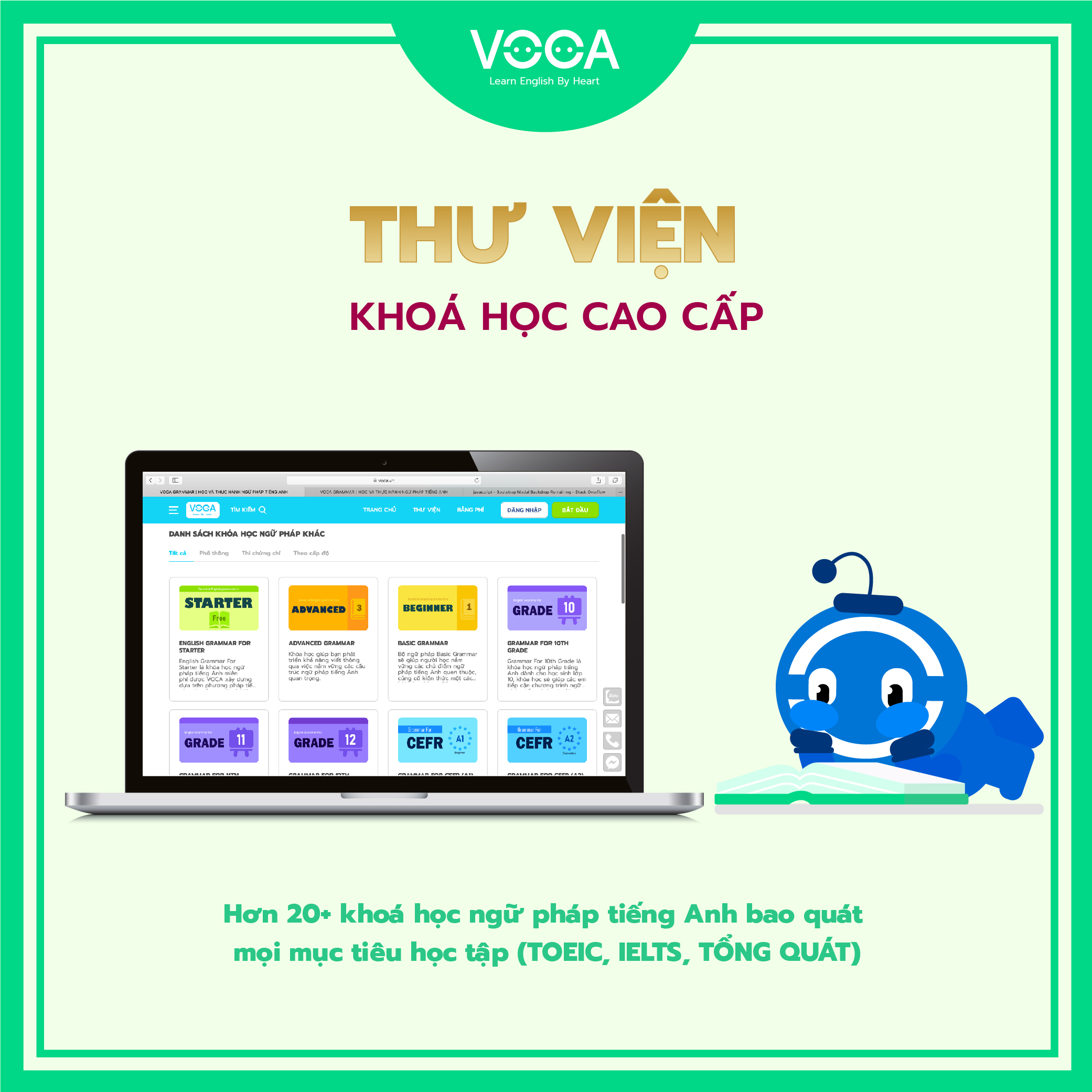 GRAMMAR VIP: Tài khoản học Ngữ pháp tiếng Anh online trên VOCA.VN - Hơn 20+ khoá học ngữ pháp tiếng Anh cao cấp - Thư viện đa dạng theo chủ đề . Hỗ trợ đa nền tảng
