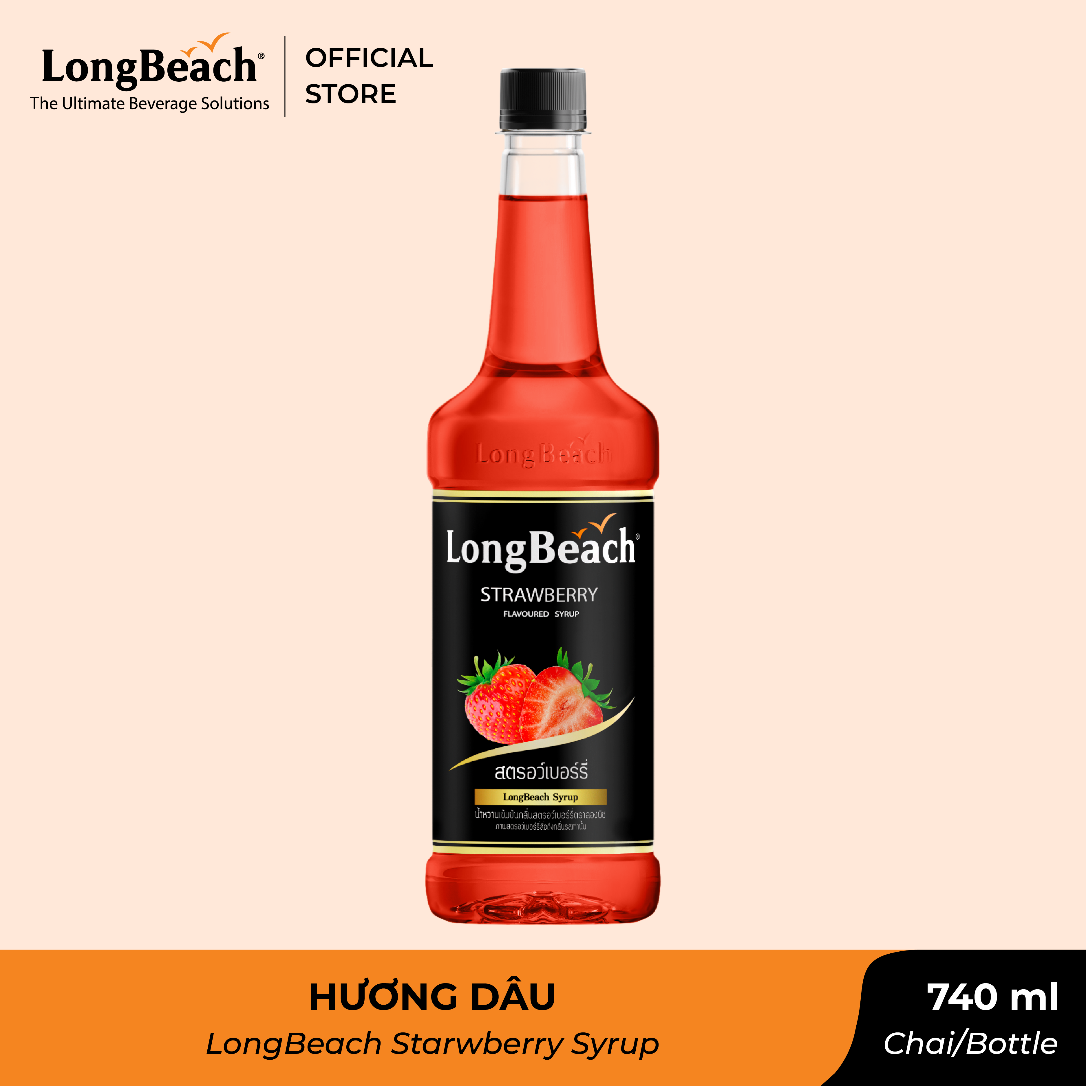 Siro Dâu - LongBeach Strawberry Flavoured Syrup 740 ml