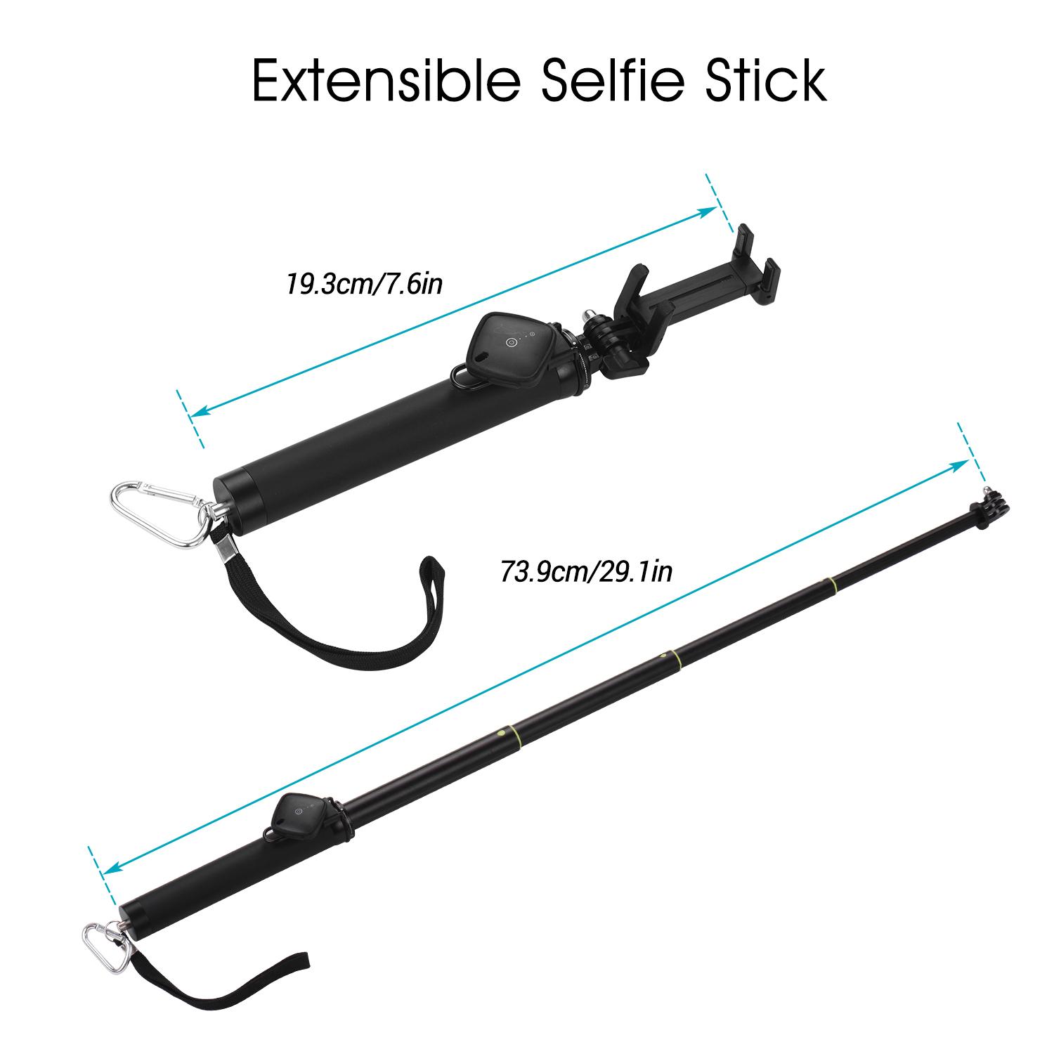 Túi đựng điện thoại di động & Gậy chụp ảnh tự sướng không thấm nước có thể mở rộng với dây điều khiển từ xa BT để đi bơi trên bãi biển