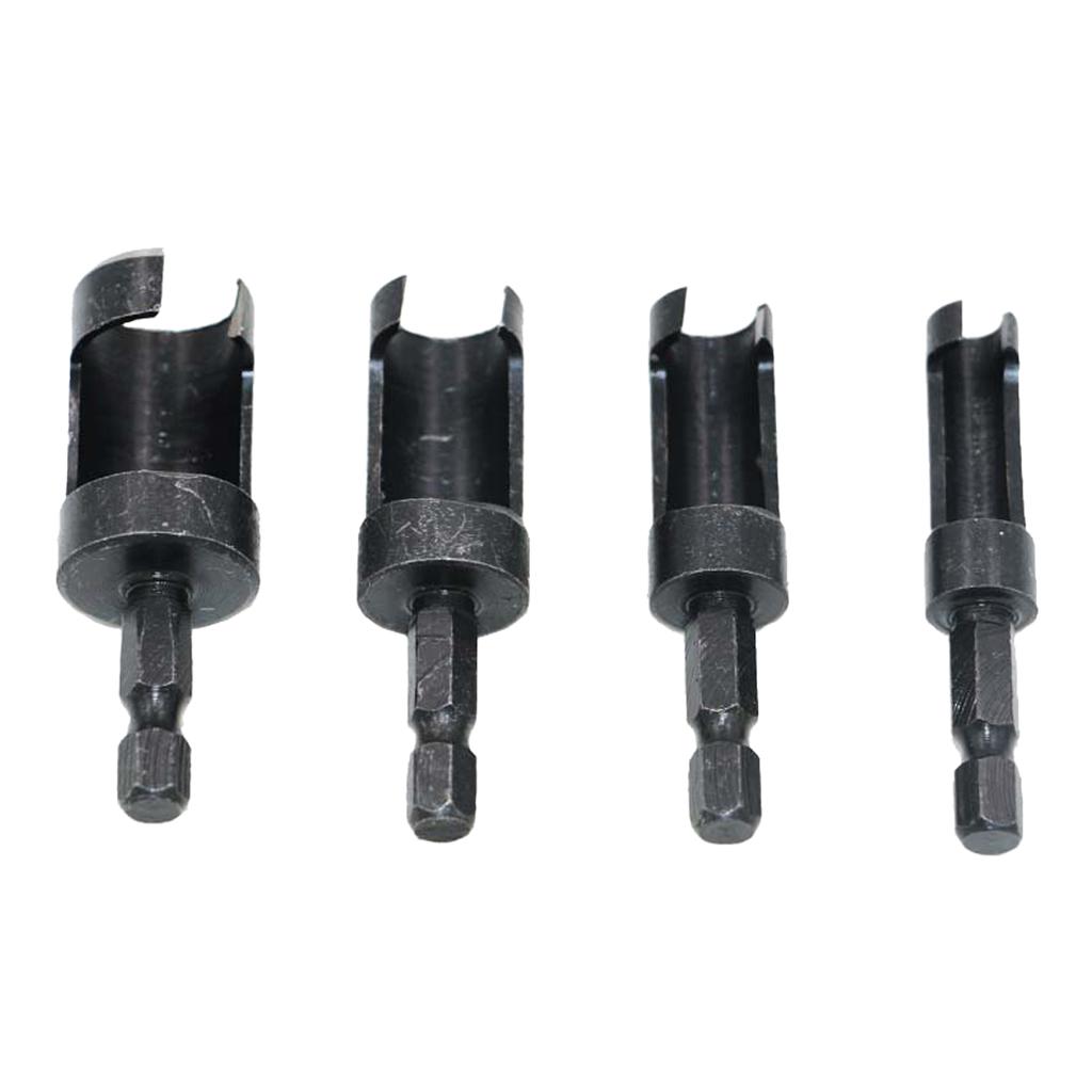 4 Pieces of Wood Plug Cutter Cutting Tool Set Hex Shank Drill Bit Set