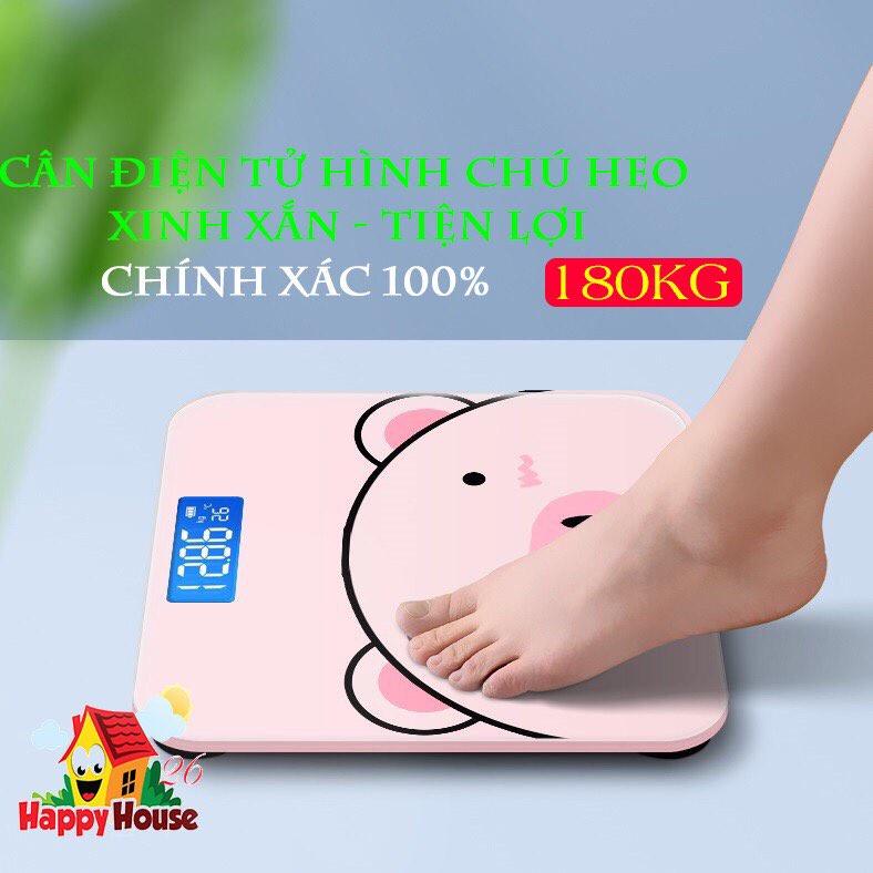 CÂN SỨC KHỎE ĐIỆN TỬ HÌNH HEO CỰC HOT DÙNG PIN LOẠI XỊN MÀN HÌNH LCD HIỂN THỊ CHÍNH XÁC CÂN NẶNG VÀ NHIỆT ĐỘ PHÒNG