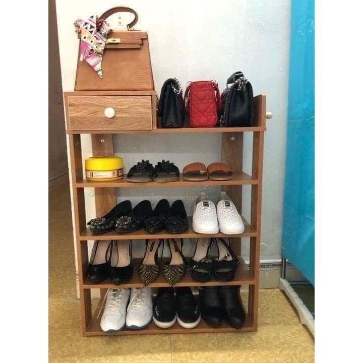 Tủ Giày Gỗ 5 Tầng, Kệ Để Giày Dép Có Ngăn Kéo