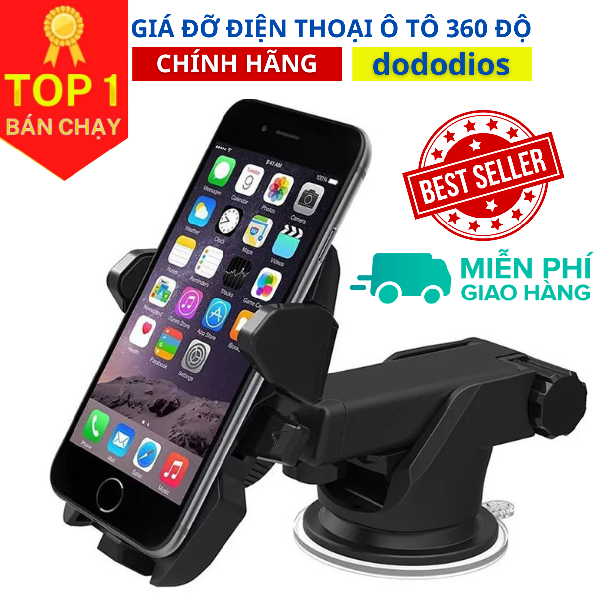 Giá đỡ điện thoại trên ô tô gắn taplo và cửa gió điều hòa kẹp smatphone oto cực kì chắc chắn - Hàng chính hãng DoDoDios