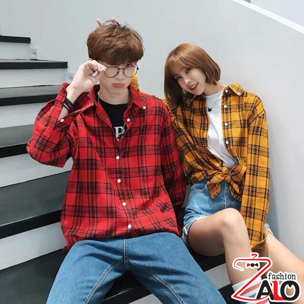 Hình ảnh Áo Sơ Mi Flannel Sơ Mi Caro Áo Khoác Nam Nữ Form Rộng Cá Tính Unisex SM11