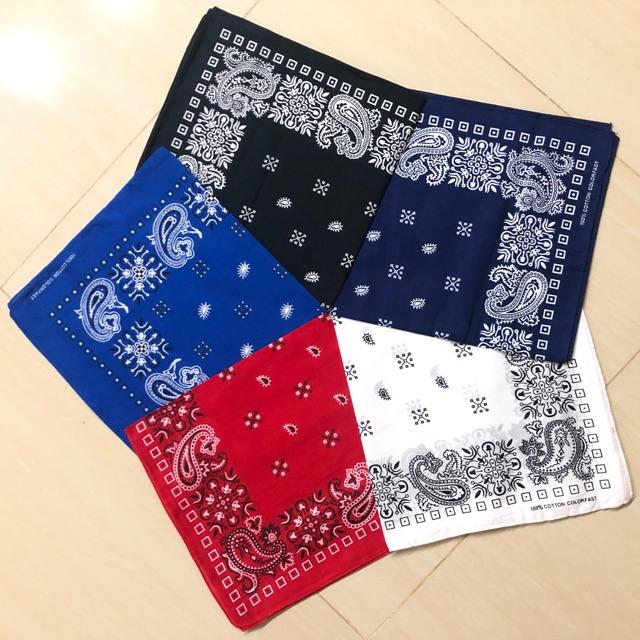 Khăn bandana nam in hoa văn vải cotton size 55x55cm - Khăn turban