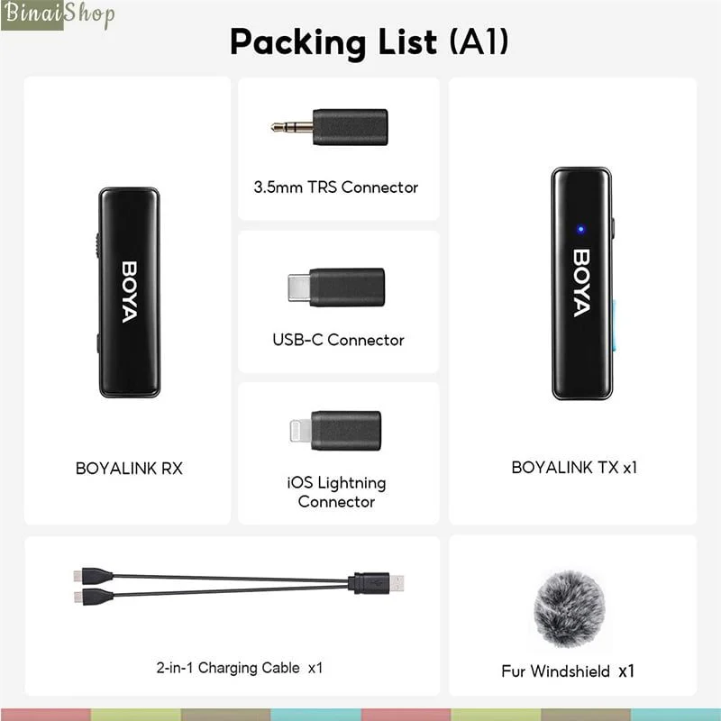 BOYALINK / BOYALINK A1 - Micro Cài Áo Không Dây 2.4GHz Cho IOS, Android, Máy Ảnh, Phạm Vi Thu 100m - Hàng chính hãng