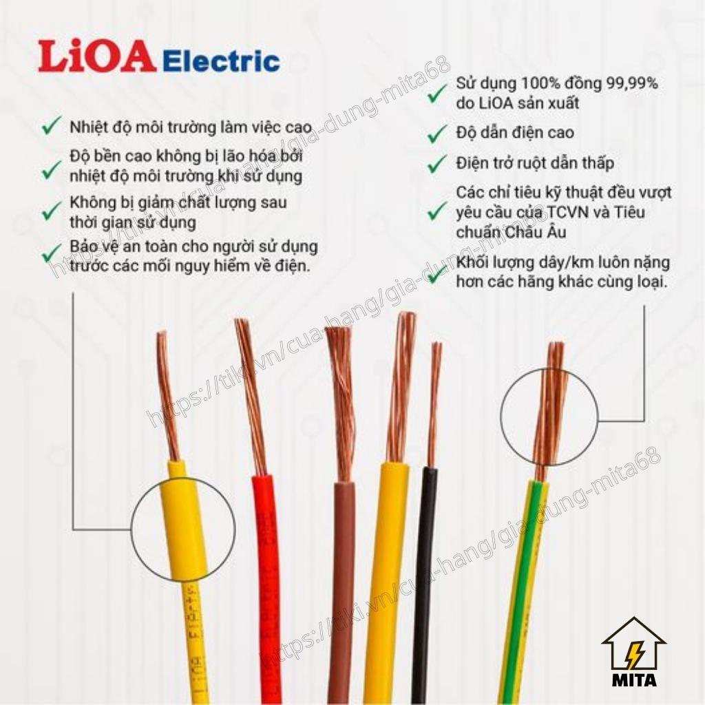 [Bán theo mét] Dây điện đôi mềm LiOA Vcmo 2x0.7, 2x1, 2x1.5, 2x2.5, 2x4, 2x6 - MITA