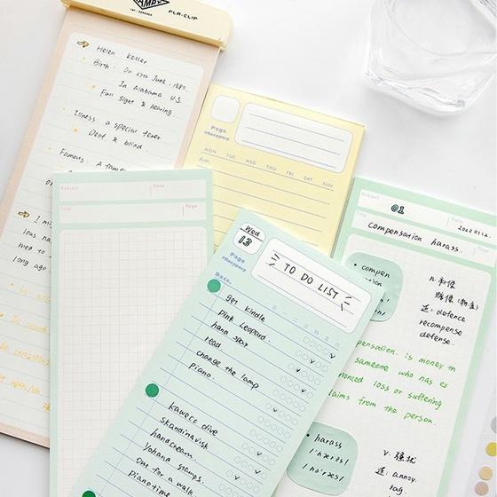 Giấy Note - Giấy Ghi Chú Kế Hoạch/ Tự Vựng/ Todo List Form Dài Màu Pastel Kèm Stickers