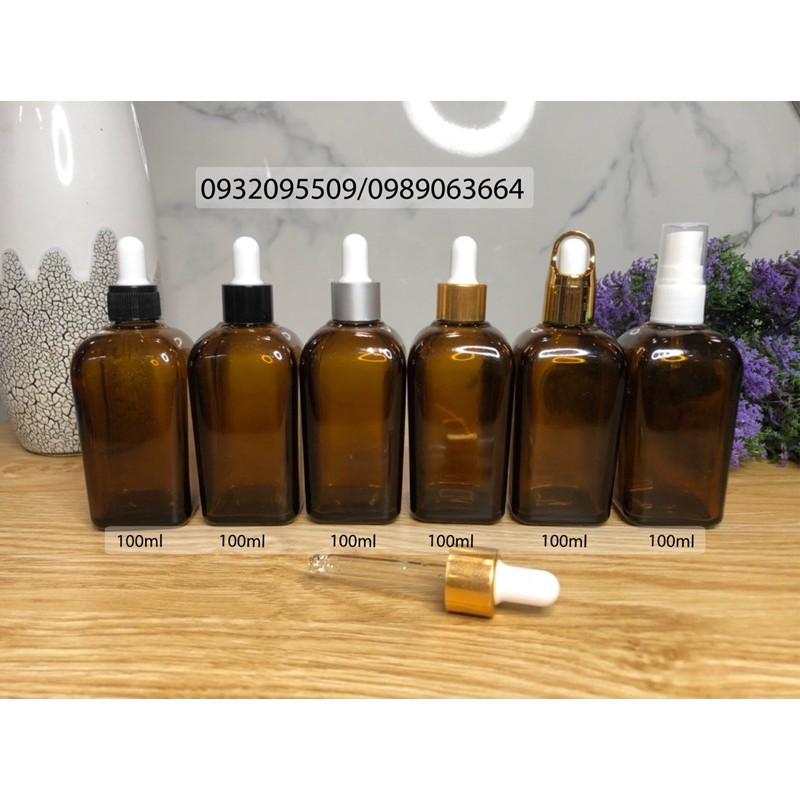 10 chai lọ vuông 100ml đựng serum mỹ phẩm tinh dầu