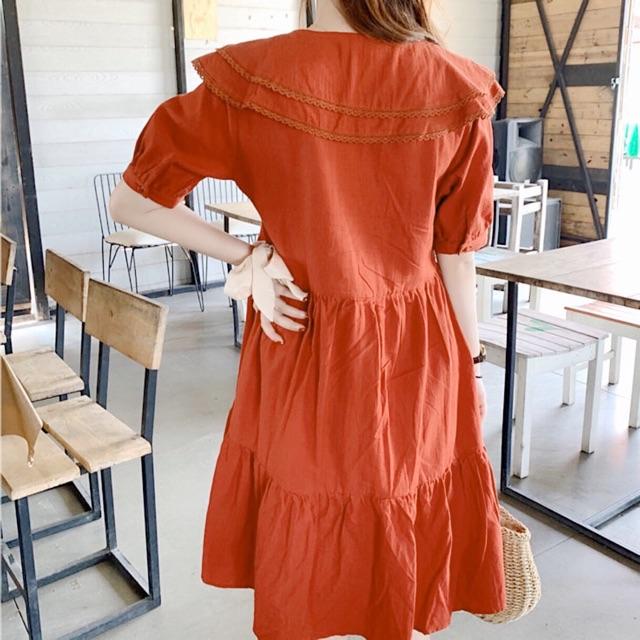 Đầm cổ viền ren 2 màu