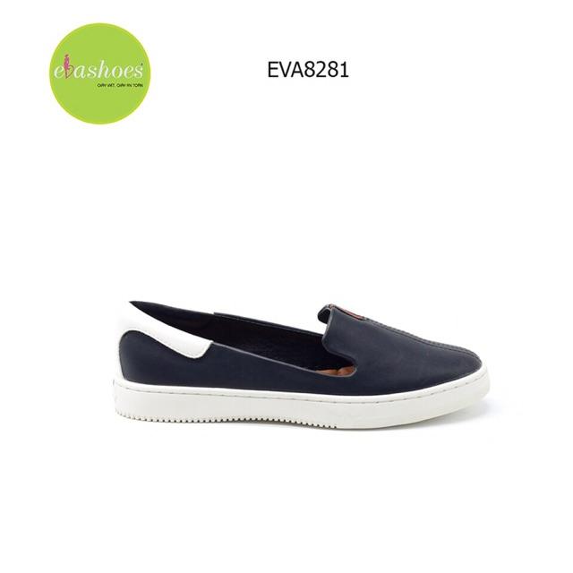 Giày Slip On Đế Bệt Evashoes - Eva8281(Màu Đen, Kem, Trắng