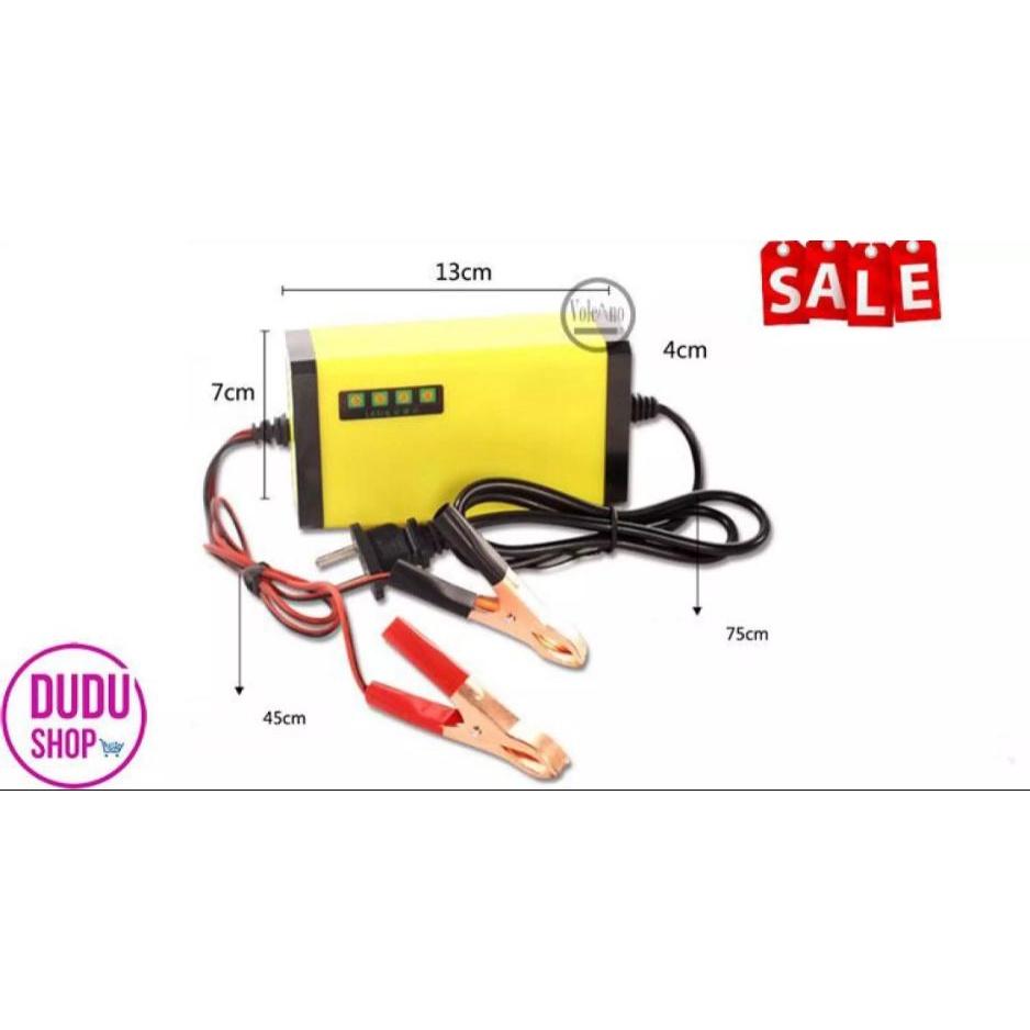 Bộ sạc ắc quy thông minh tự ngắt 12V 2ah - 20ah máy sạc ắc quy xe máy, 12V vàng