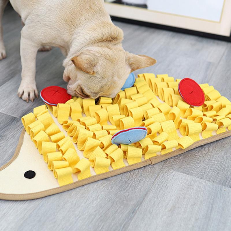 Pet Snuffle Mat Durable Washable Yellow Hedgehog Shaped Dog Slow Feeding Mat