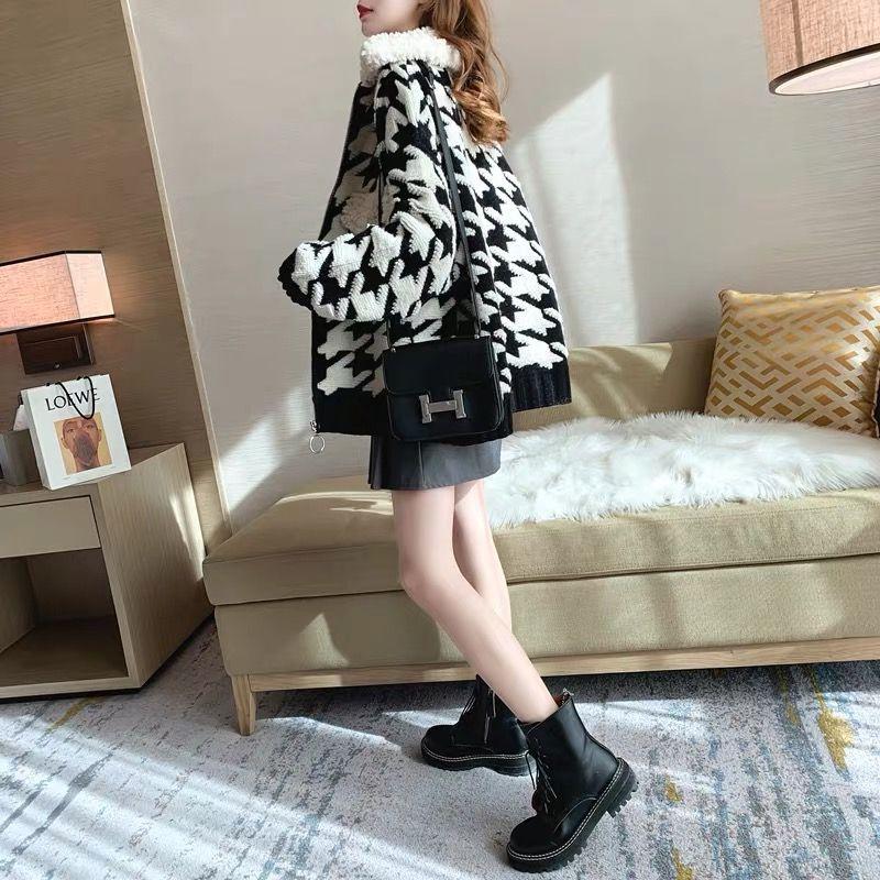Áo Khoác Cardigan Dệt Kim Dày Dáng Rộng Có Khóa Kéo Phong Cách Hàn Quốc Thời Trang Mùa Đông Mới Cho Nữ