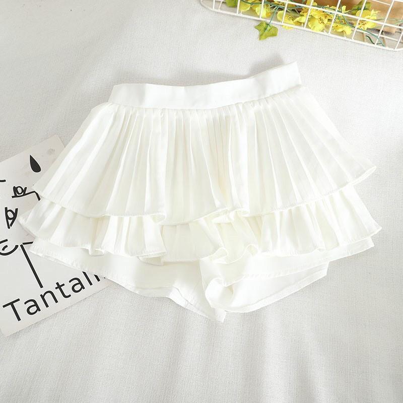Chân váy xòe dập ly 2 tầng nhiều màu thời trang Banamo Fashion 521
