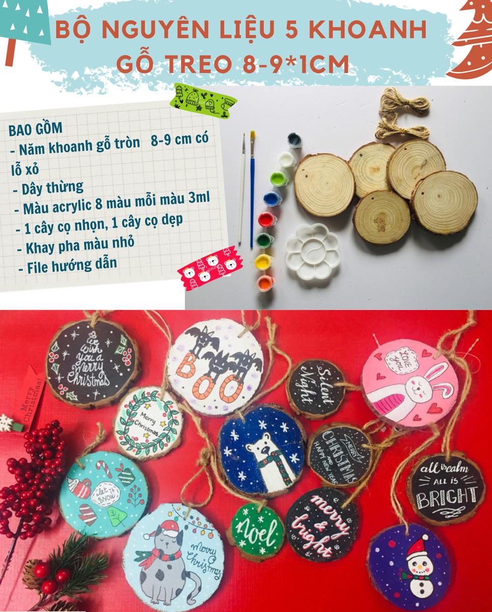 Bộ Nguyên Liệu Vẽ 5 Khoanh Gỗ Trang Trí Giáng Sinh - Vinacraft