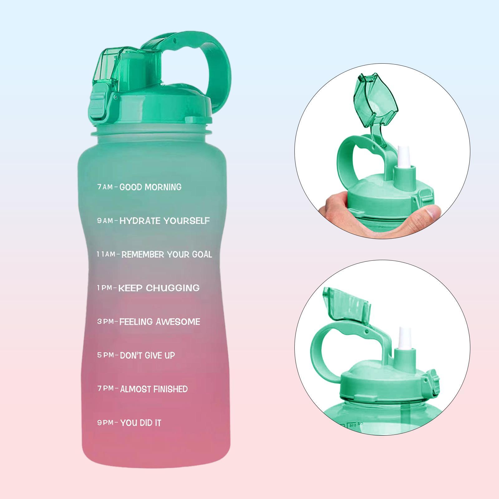 2.2 Litre Motivational Water Bottle with Time Markings & Straw Half Gallon Water Bottle Leakproof BPA Free Reusable Large Water Jug for Sports and Gym