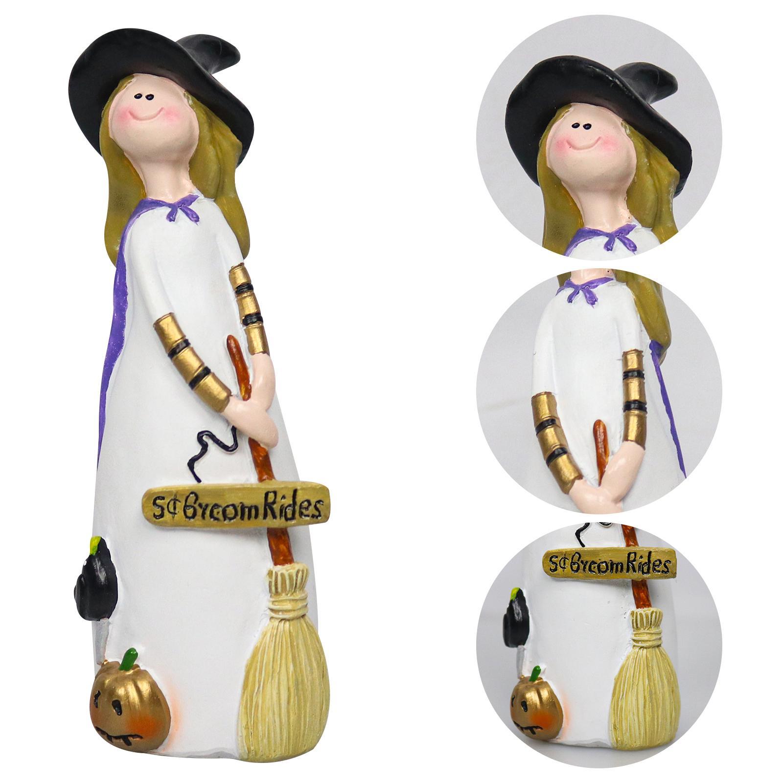 2 Pieces Halloween Witch Figurines Adorable Witch Statues