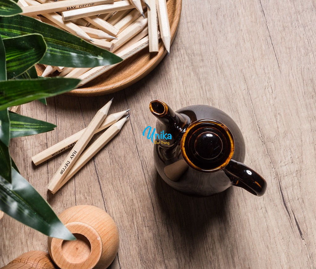 Ấm nước chấm men hỏa biến (3 màu men) -  Vịt mắm gốm Unika Bát Tràng