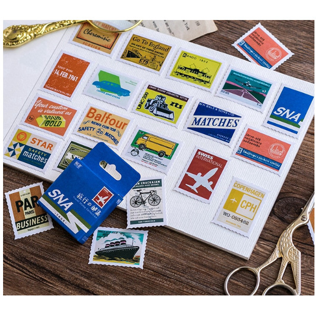 Hộp 45 Hình Dán Stickers Hình Con Tem Trang Trí Sổ Tay Tiện Dụng