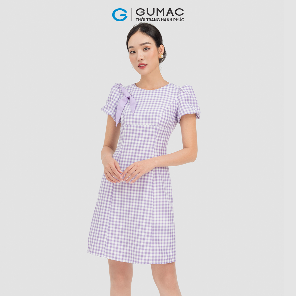 Đầm nữ GUMAC DC07034  chất liệu COOTON phối phụ kiện xinh xắn