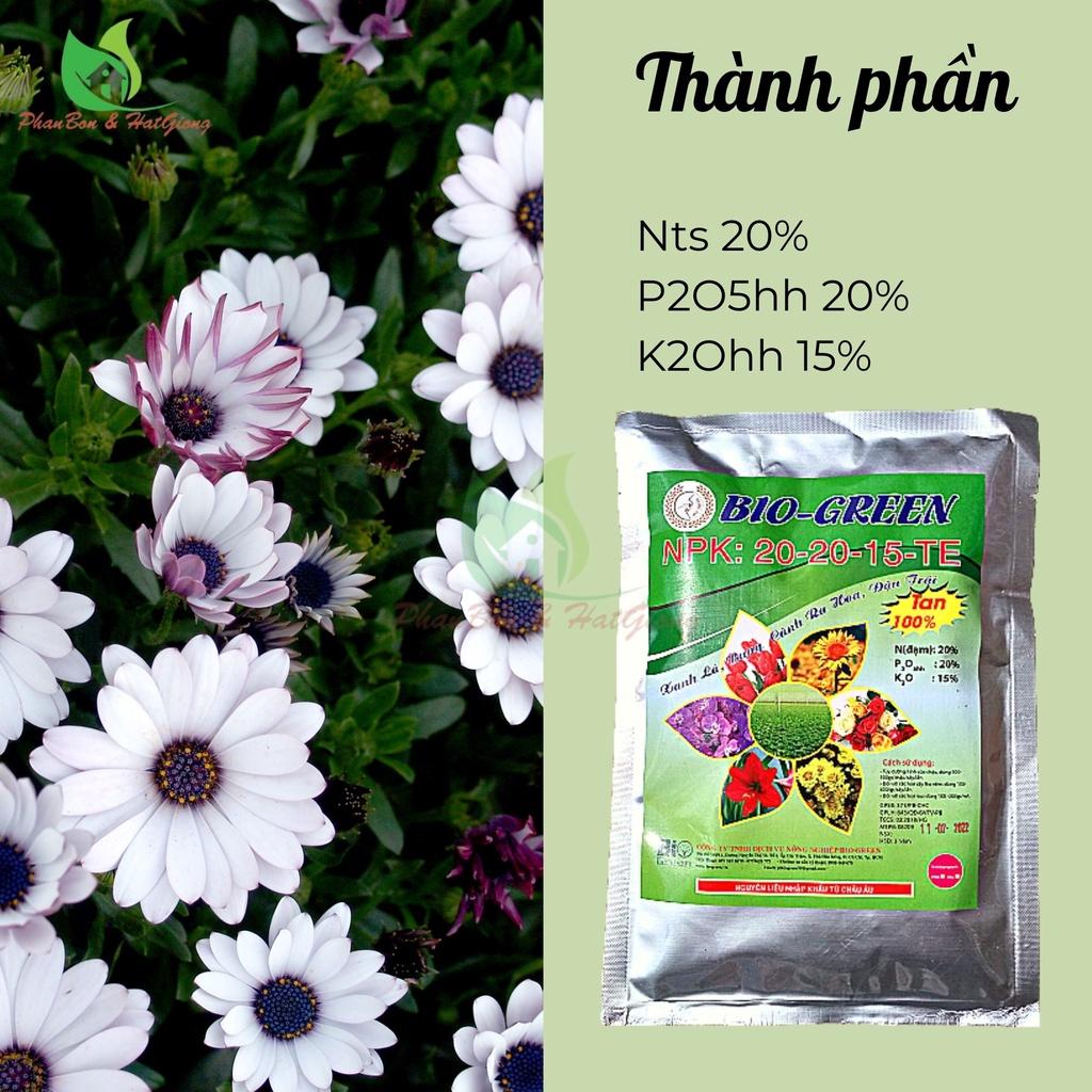 Phân Bón NPK 20 20 15 + TE BIO GREEN 500Gr Tan Trong Nước100% Chuyên Cho Hoa, Cây Cảnh Giúp Cây Ra Hoa, Hoa Đẹp, Lâu Tàn