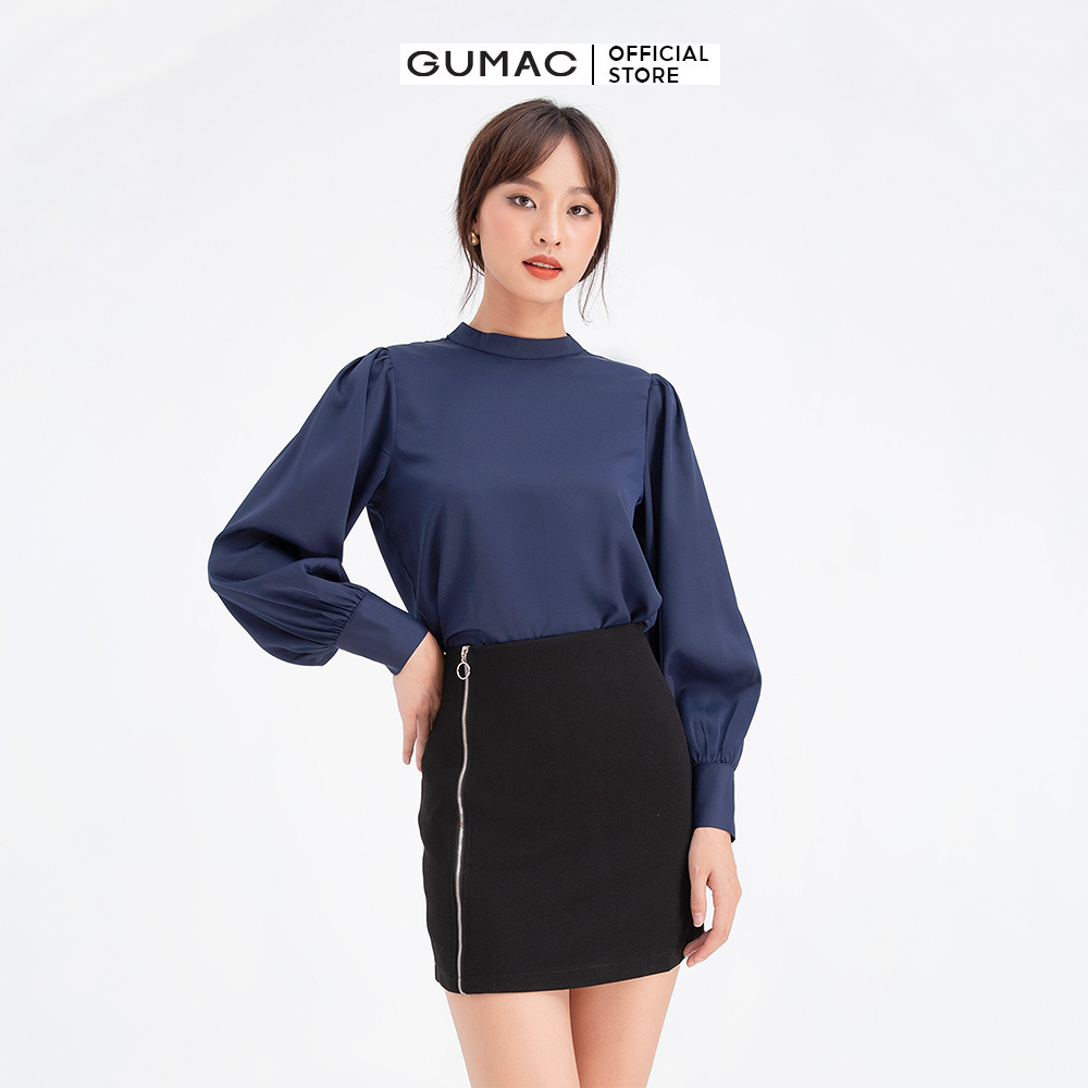 Chân váy ngắn form A phối dây kéo GUMAC VB696