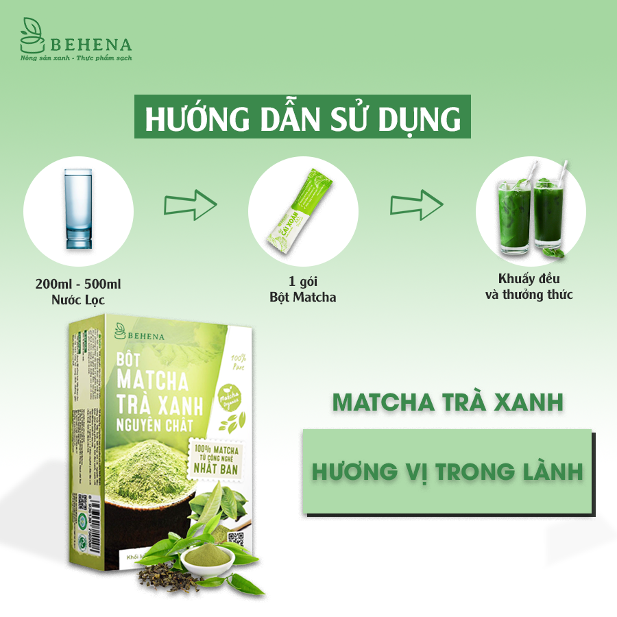 Bột Trà Xanh Behena nguyên chất sấy lạnh (50g)