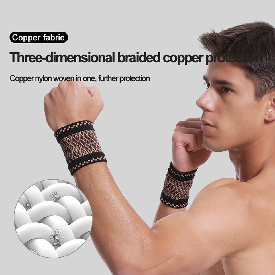1Pair đồng bảo vệ cổ tay thể thao chuyên nghiệp thể dục thể hình nẹp nẹp hỗ trợ cổ tay Color: Black orange Size: L