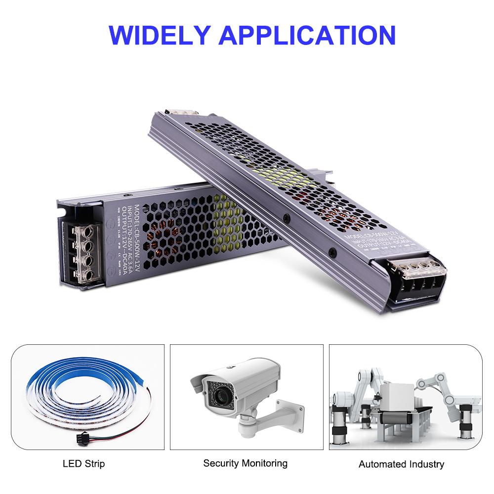 Biến Áp AC/DC 12V 24V 60W 100W 200W 300W 400W 500W Bộ Nguồn Trình Điều Khiển Đèn LED Bộ Chuyển Đổi A/D Siêu Mỏng Cho Bóng Đèn Dải Đèn LED Điện Áp Đầu Ra: 12V