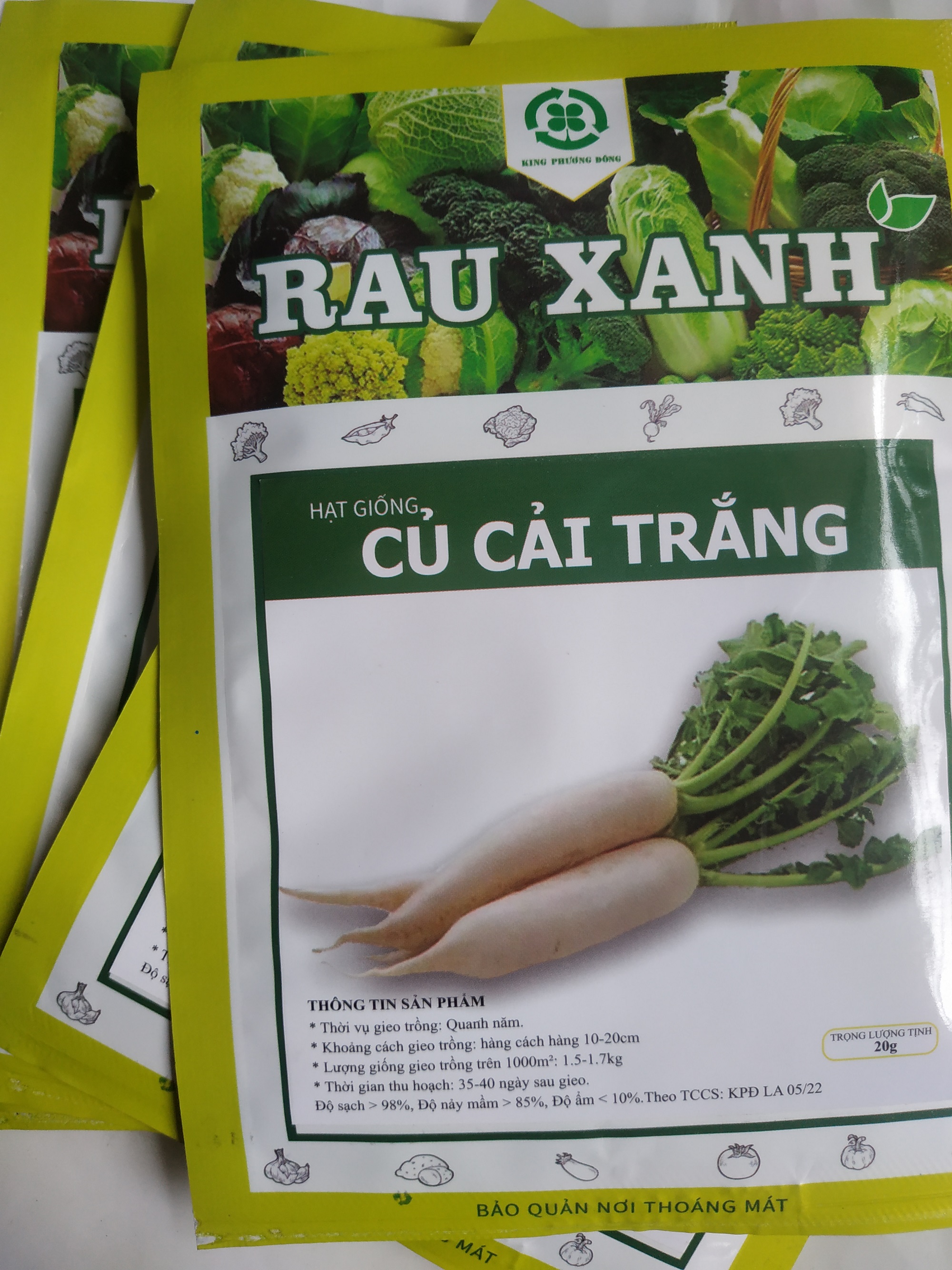Combo 10 gói Hạt giống CỦ CẢI TRẮNG - gói 20 gram