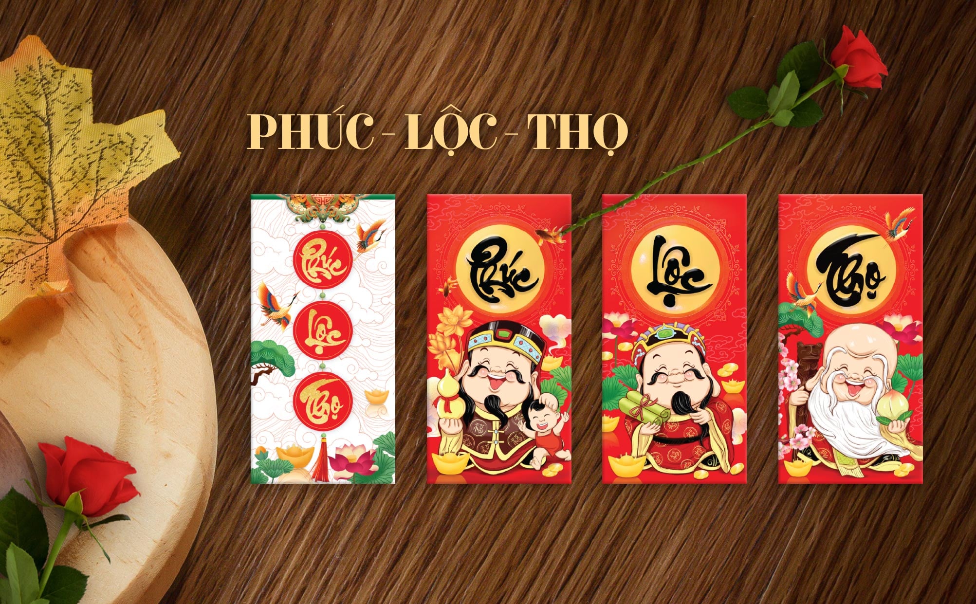 SET 50/10 Bao lì xì Mừng Xuân Mừng tuổi chúc Năm mới mẫu ngẫu nhiên