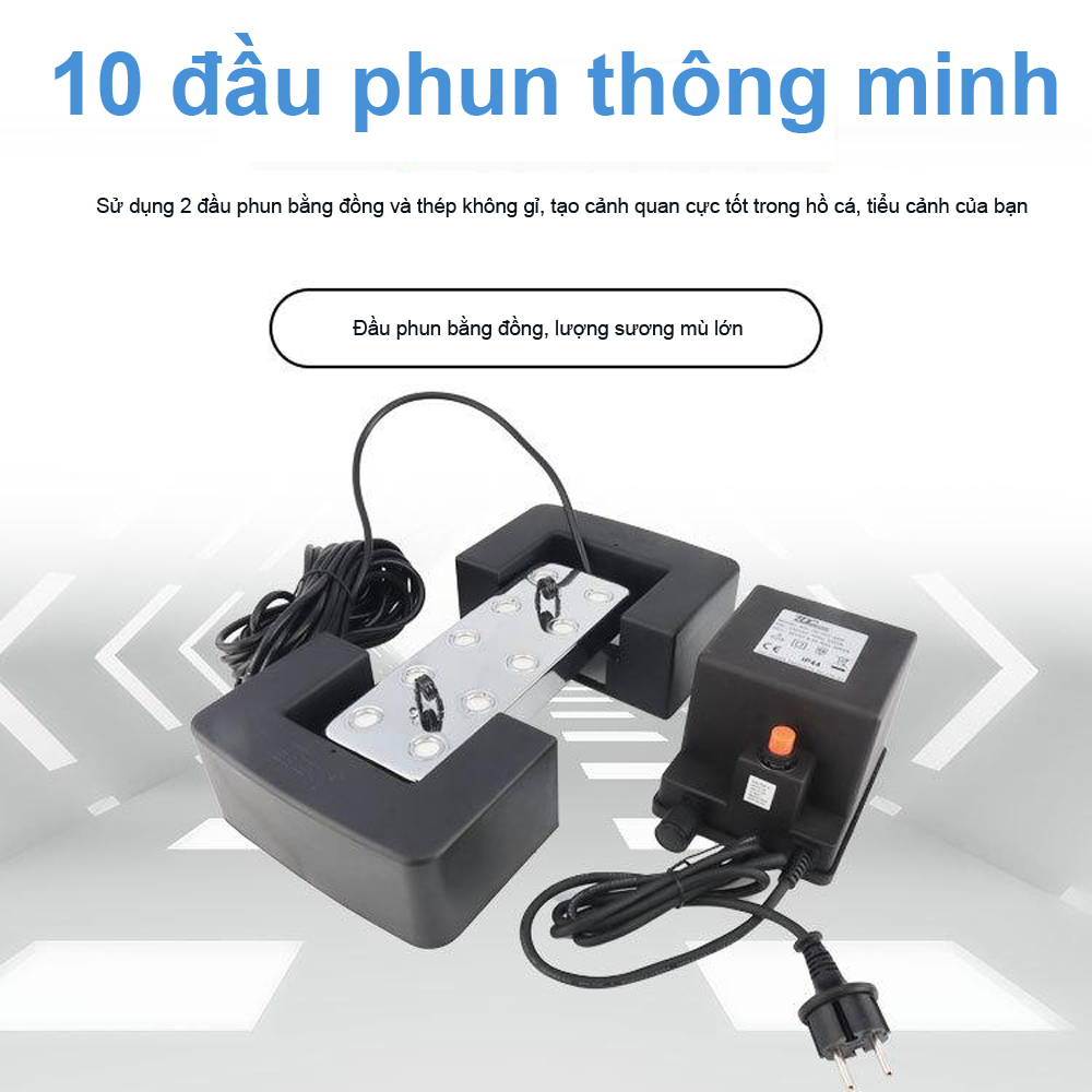 Máy tạo khói hồ cá Loại Lớn 10 đầu, 36V cao cấp có phao nổi