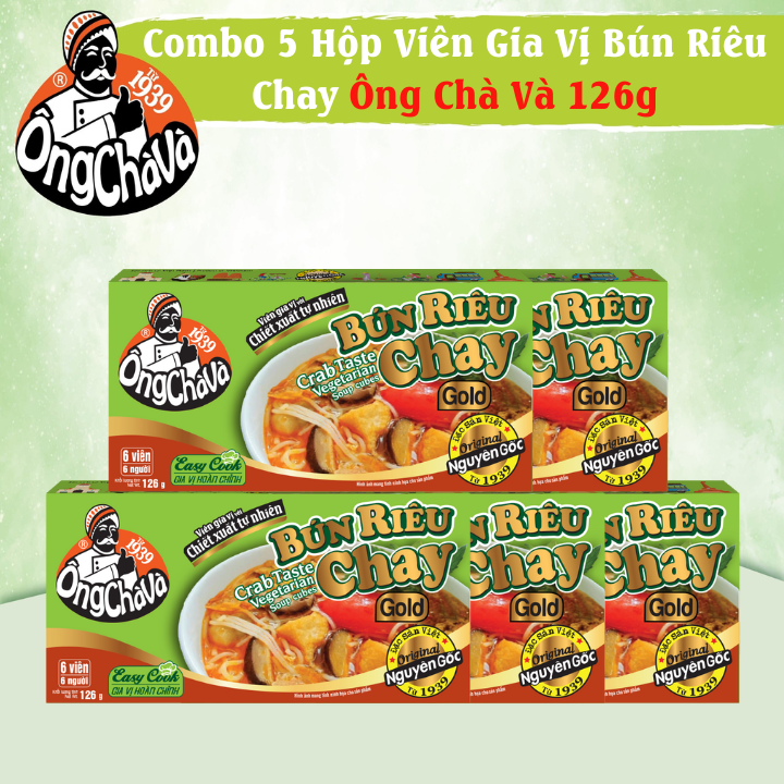 Combo 5 Hộp Viên Gia Vị Bún Riêu Chay Ông Chà Và 126g