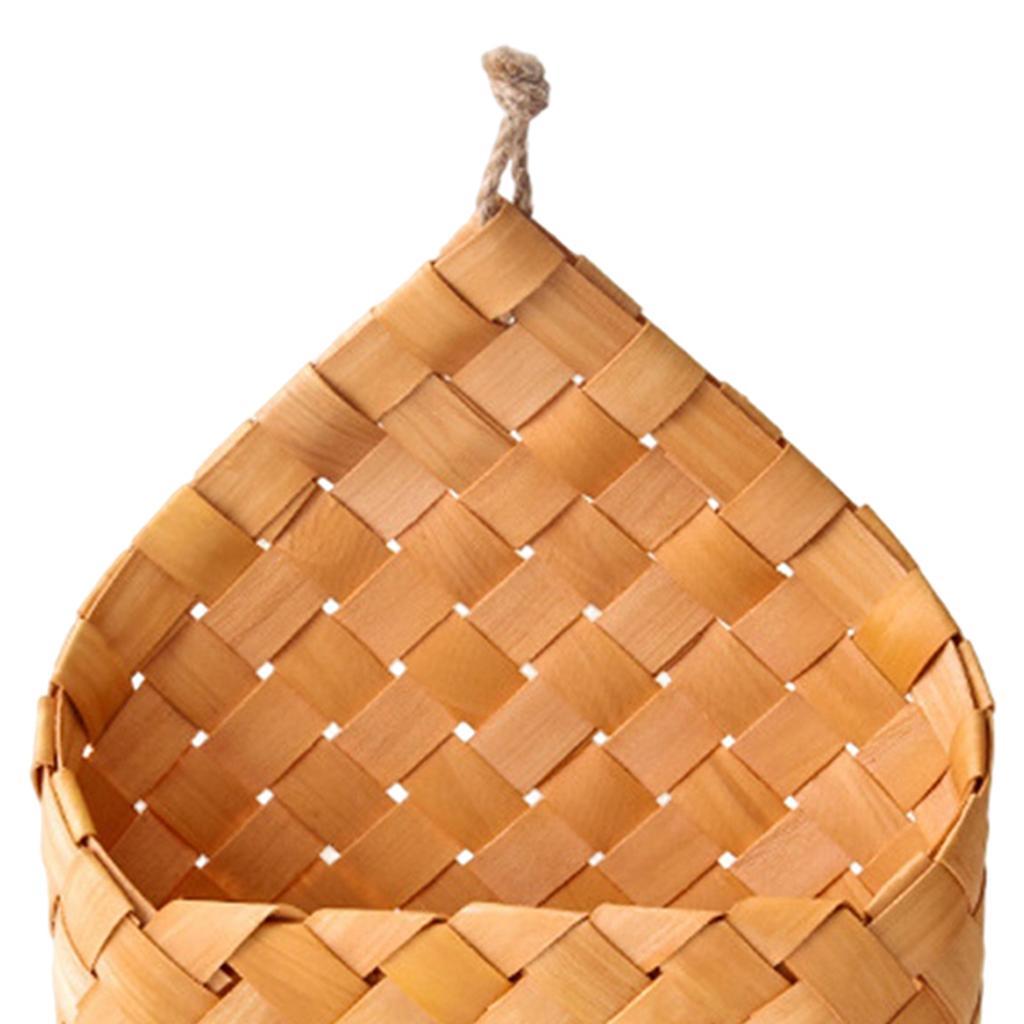 2x Woven Storage Basket Hanging Laundry Basket Flower Container Bin D B