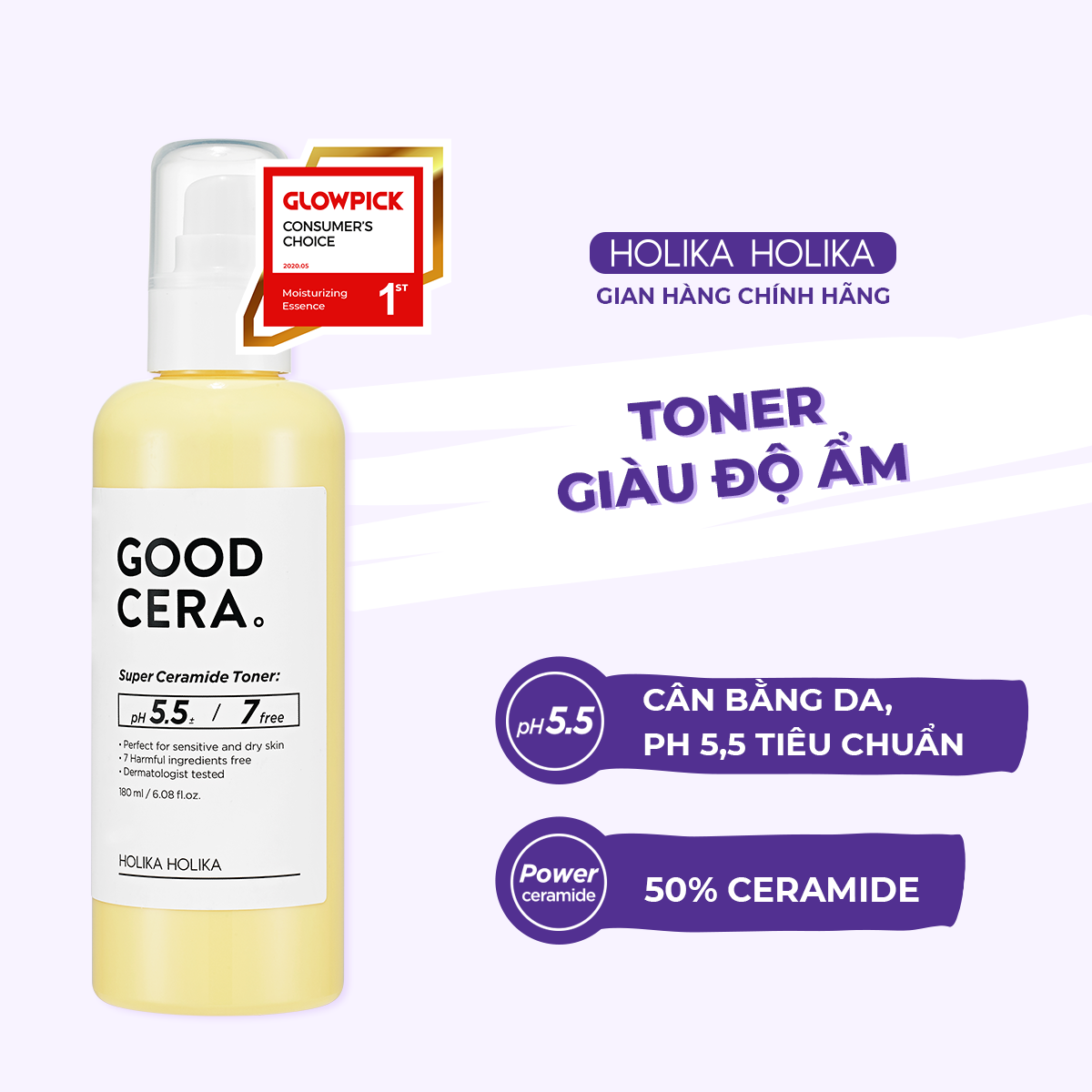 Nước Hoa Hồng Cân Bằng Dưỡng Ẩm Da Holika Holika Good Cera Super Ceramide Toner 180ml