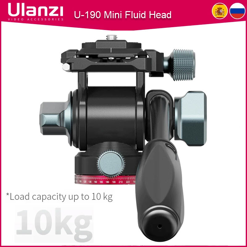 Đầu Xoay Cho Chân Máy Chụp Ảnh Ulanzi U-190 Bằng Hợp Kim Nhôm 1/4 Pan Tilt Tripod Head Tải Trọng 10Kg. Ulanzi U-190 Panoramic Tripod Head Hydraulic Fluid Video Damping Head For Tripod Monopod Camera Holder Stand Mobile SLR DSLR - Hàng Chính Hãng