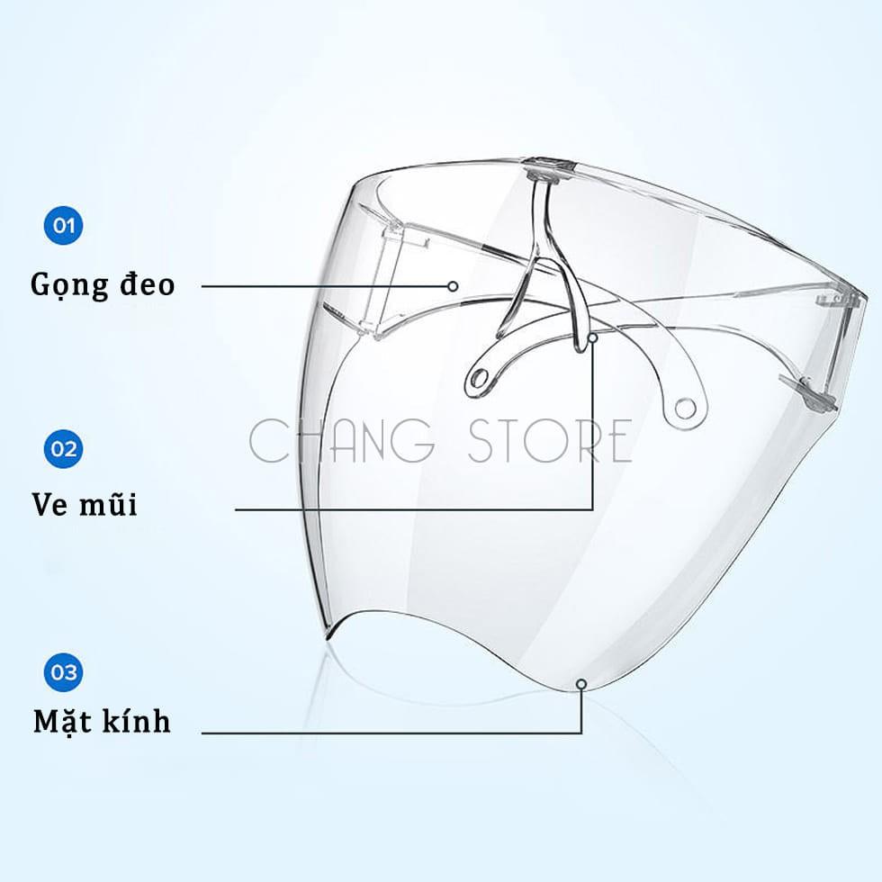 Combo 3 Kính Chống Giọt Bắn Phòng Dịch Bảo Hộ Trong Suốt - Mặt Nạ Chống Giọt Dầu Văng Bắn Chống Bụi Gió