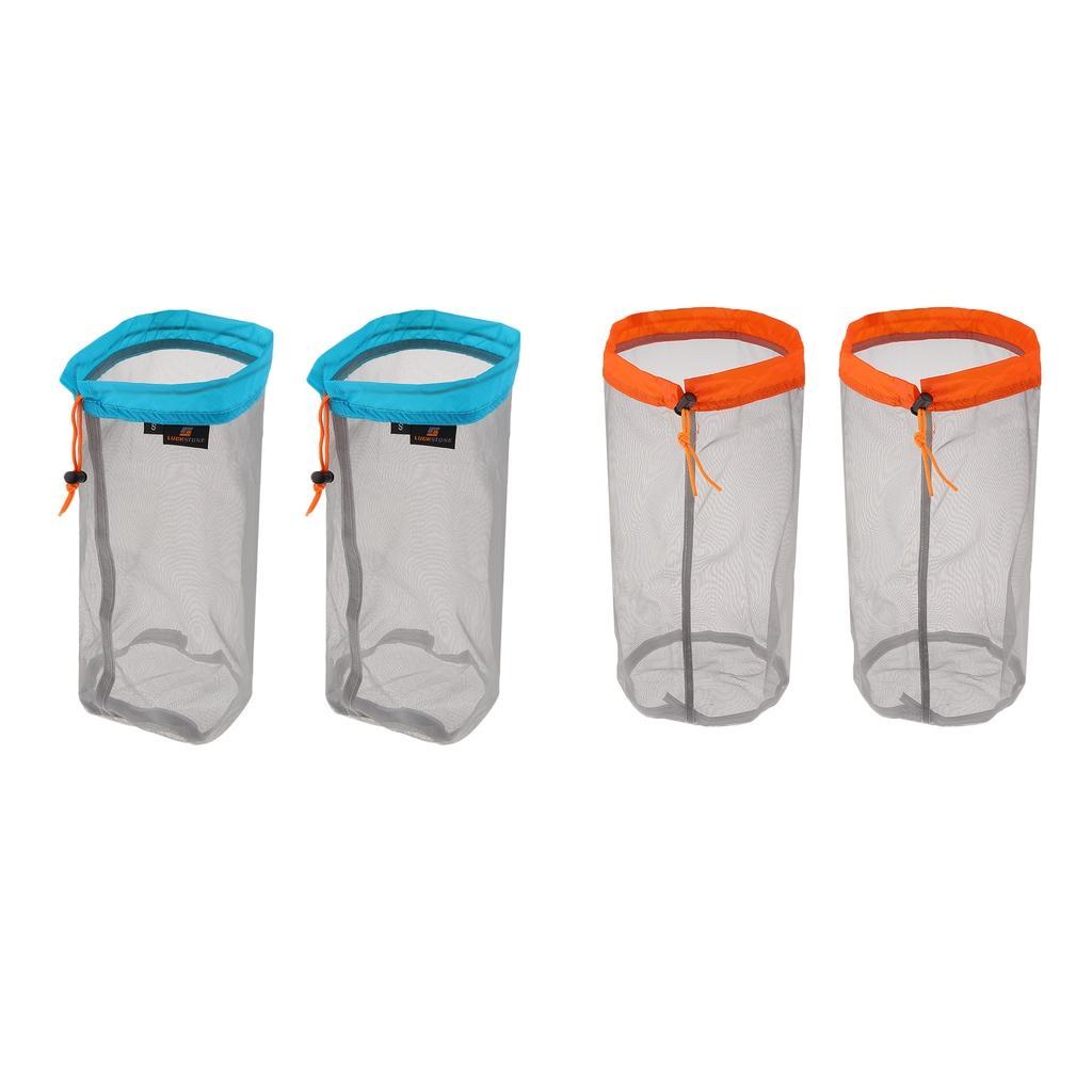 4pcs Ultra-light Drawstring Mesh Stuff Sack Storage Bag for Travel Camping Beach Boating M + S