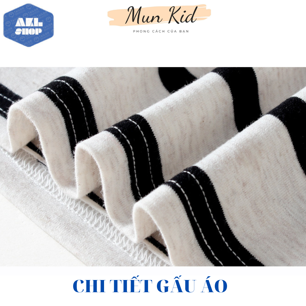 Áo bé trai size đại 25-45kg, áo thun dài tay bé trai 5 đến 14 tuổi kẻ ngang phong cách Hàn Quốc hàng Quảng Châu