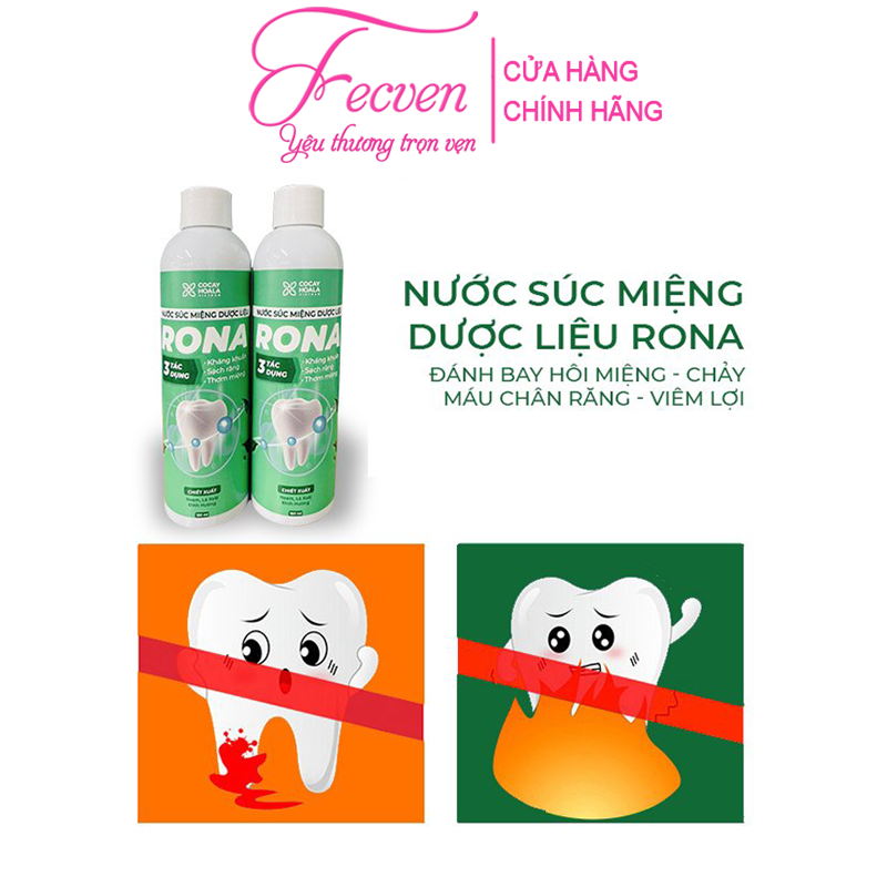 Combo 5 Chai Nước Súc Miệng Dược Liệu Rona Cocayhoala Sạch Răng - Khử Mùi Hôi - Ngừa Viêm Lợi, Không Cồn + Tặng 1 Nước Súc Miệng Dược Liệu Rona Cocayhoala 180ml